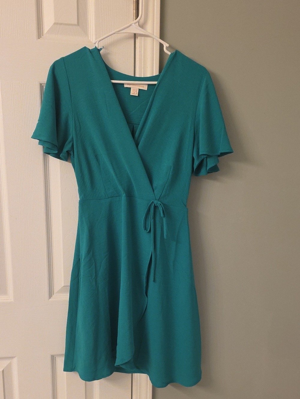 Monteau Teal Wrap Mini Dress with Tie